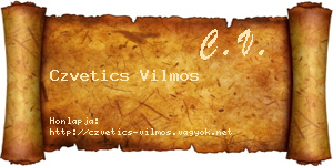 Czvetics Vilmos névjegykártya